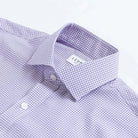 Purple dress shirt collar with gingham check - Kent micro-twill detail
