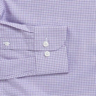 Gingham check shirt sleeve and cuff - purple Kent micro-twill