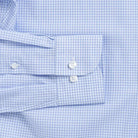 Gingham check shirt sleeve and cuff - blue Kent micro-twill