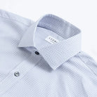 Light grey dress shirt collar with gingham check - Kent micro-twill