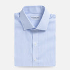 Blue stripe dress shirt flat lay - Kent micro-twill custom fit