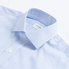 Blue dress shirt collar with stripe pattern - Kent micro-twill detail