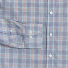 Blue Khal Check Custom Shirt sleeve detail - European cotton fabric with patchwork weave texture