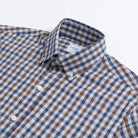 Kyger Check shirt button-down collar detail - brushed herringbone weave close-up