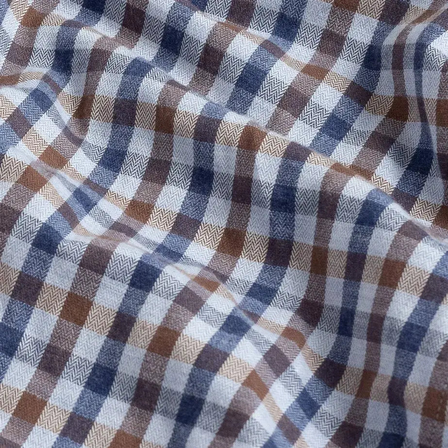 Kyger Check fabric swatch - 100% cotton brushed herringbone texture detail
