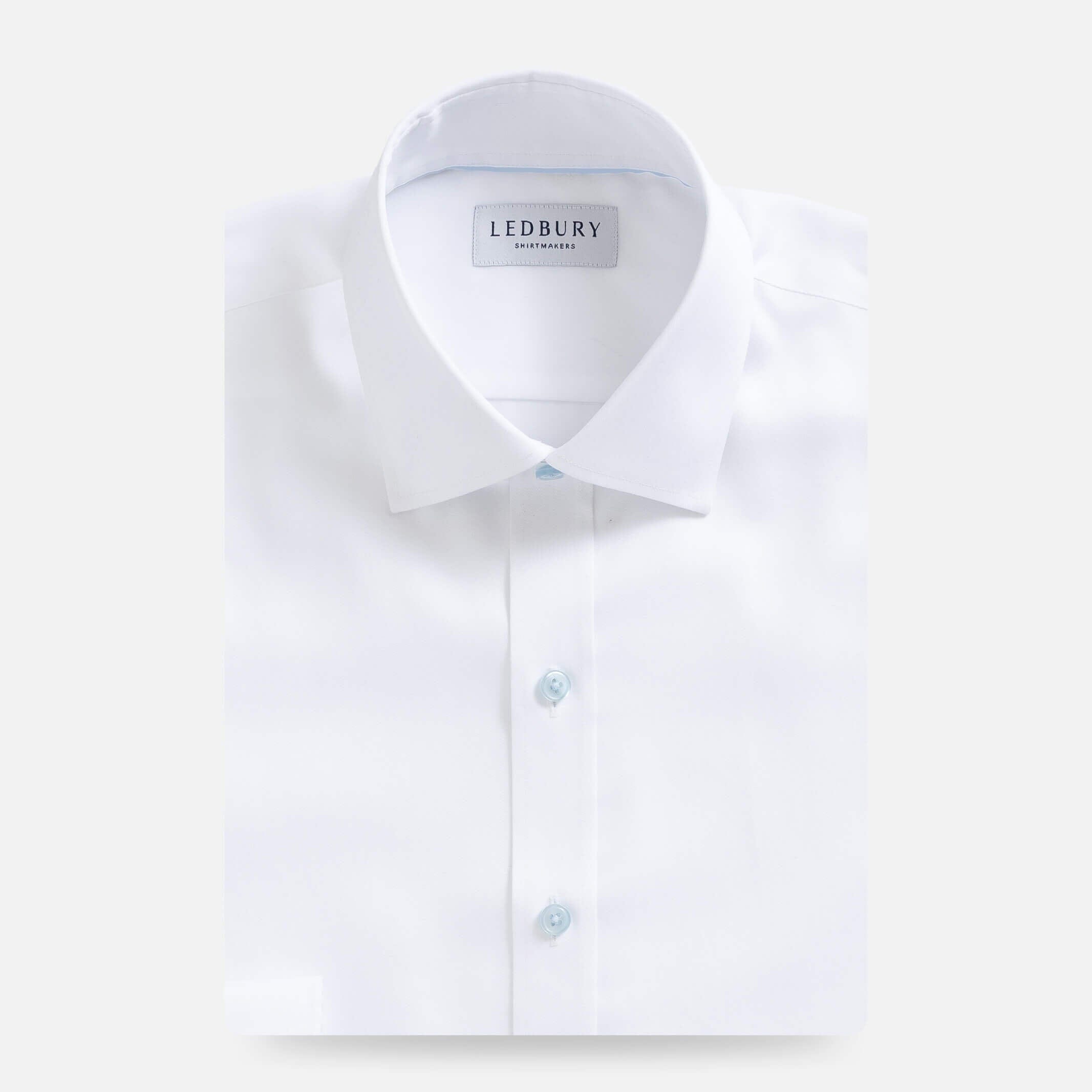 White dress shirt with light blue buttons - lightweight fine twill custom fit