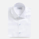 White dress shirt with light blue buttons - lightweight fine twill custom fit
