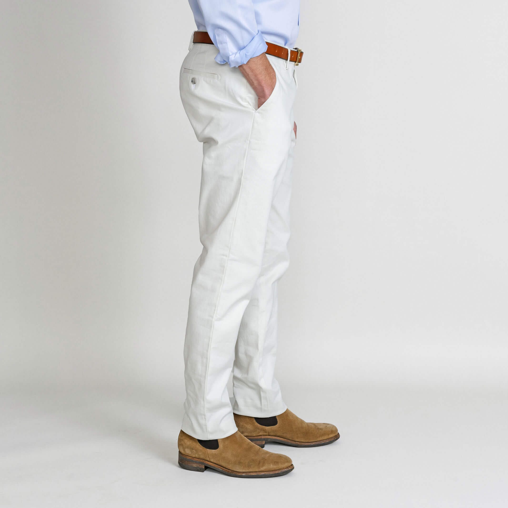 Natural stone chinos detail view - Richmond modern fit cotton