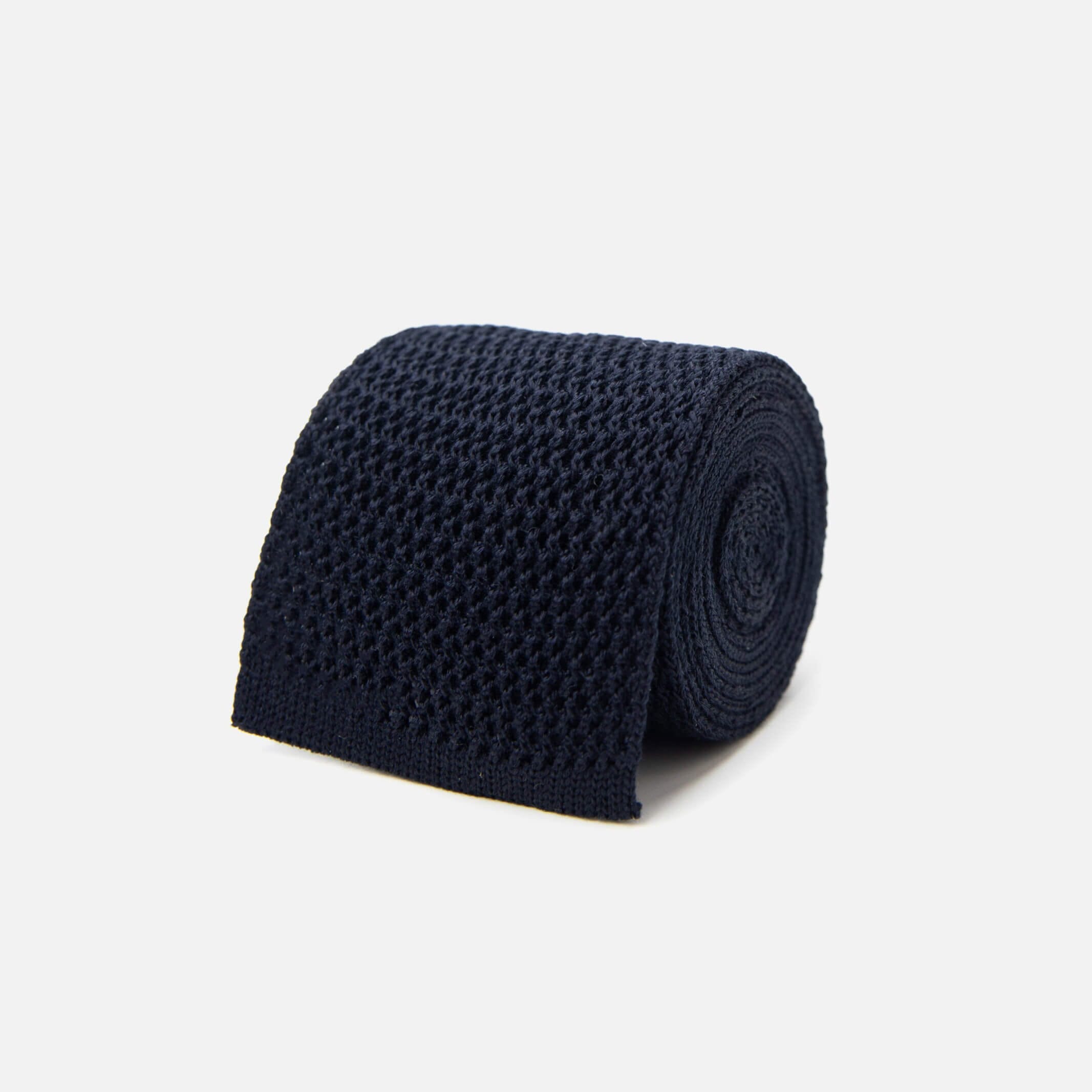 The Navy Harlow Knit Tie Tie- Ledbury