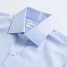 Light blue dress shirt collar detail - non-iron fine twill custom shirt