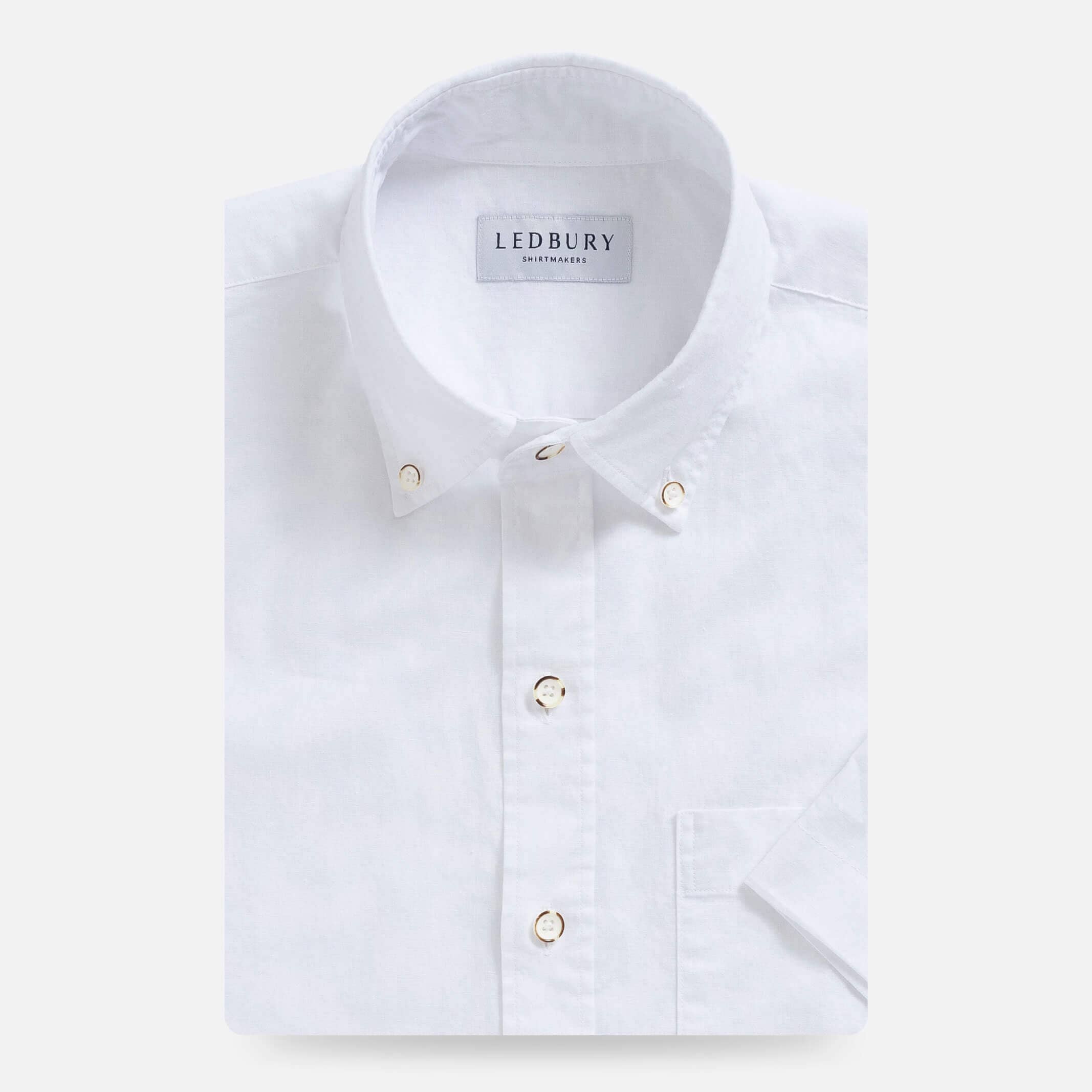 The White Short Sleeve Barretto Cotton Linen Custom Shirt Custom Short Sleeve Shirt- Ledbury