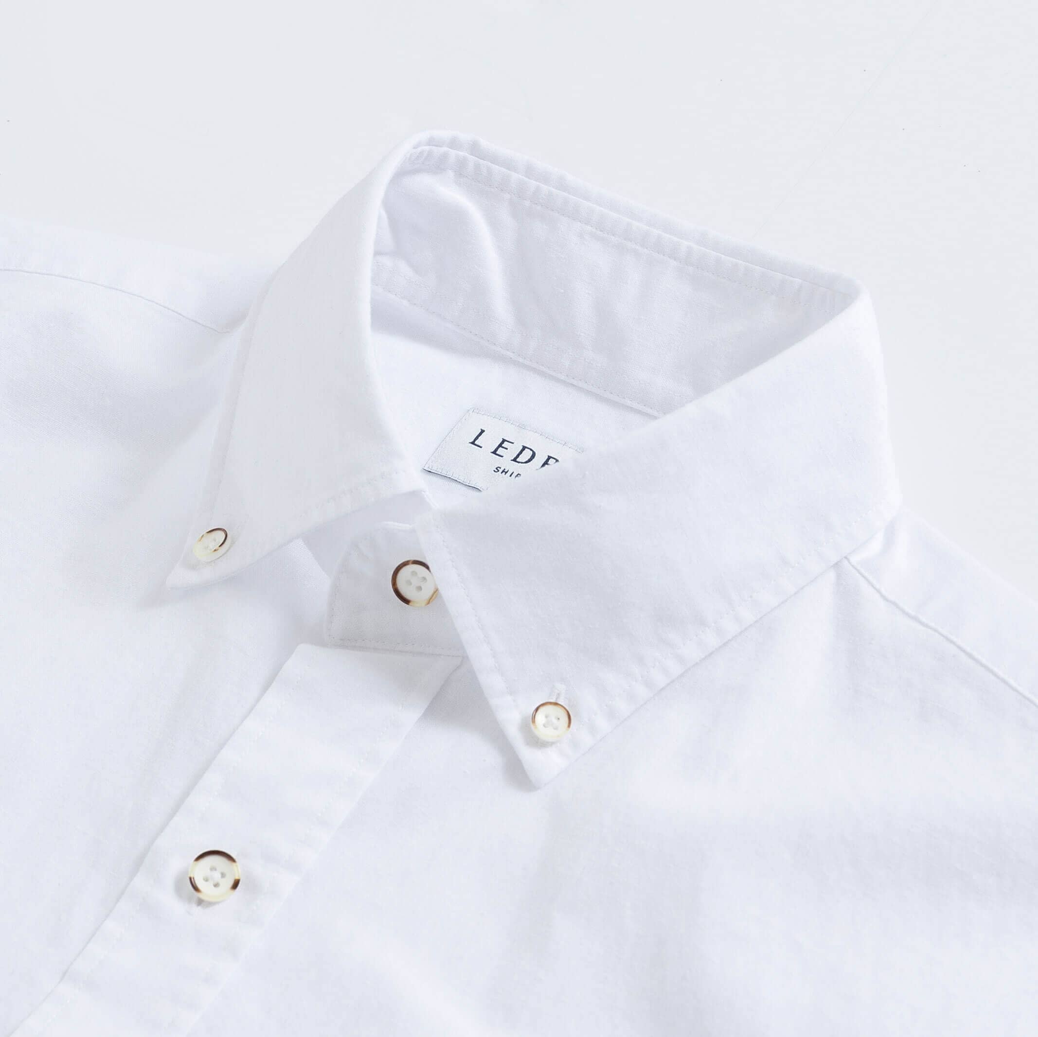 The White Short Sleeve Barretto Cotton Linen Custom Shirt Custom Short Sleeve Shirt- Ledbury