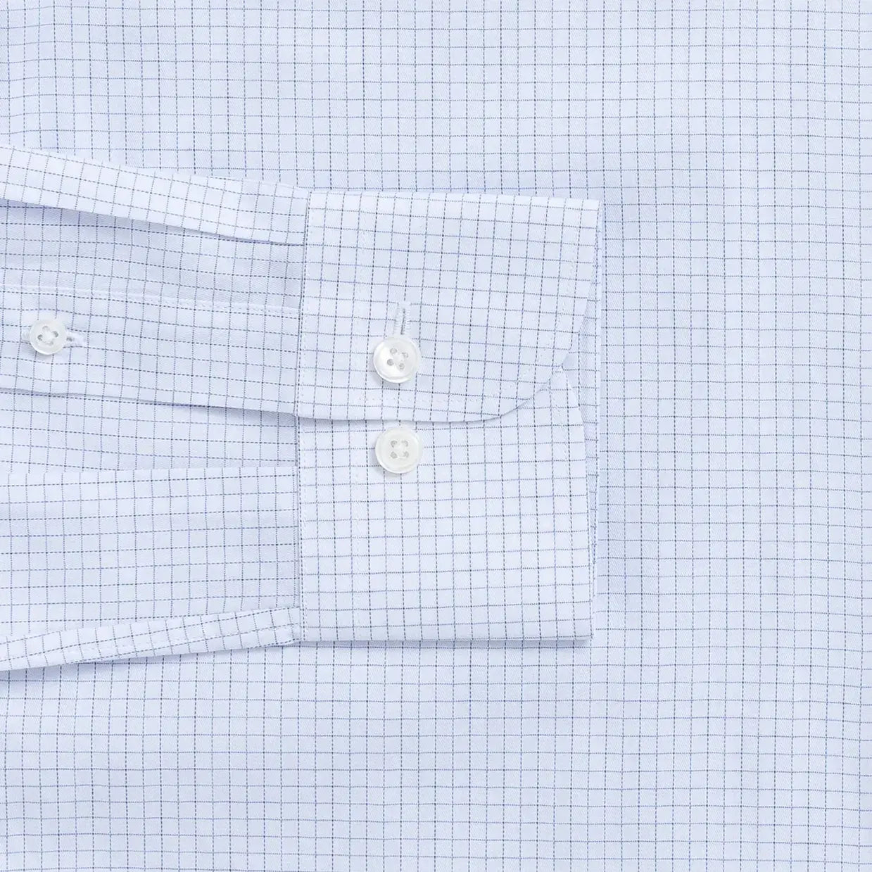Custom dress shirt cuff and sleeve detail - navy check