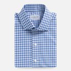 Cobalt plaid dress shirt - Ledbury Terranova Thomas Mason Albini-woven poplin