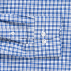 Terranova plaid shirt sleeve detail - cobalt check with reinforced buttons