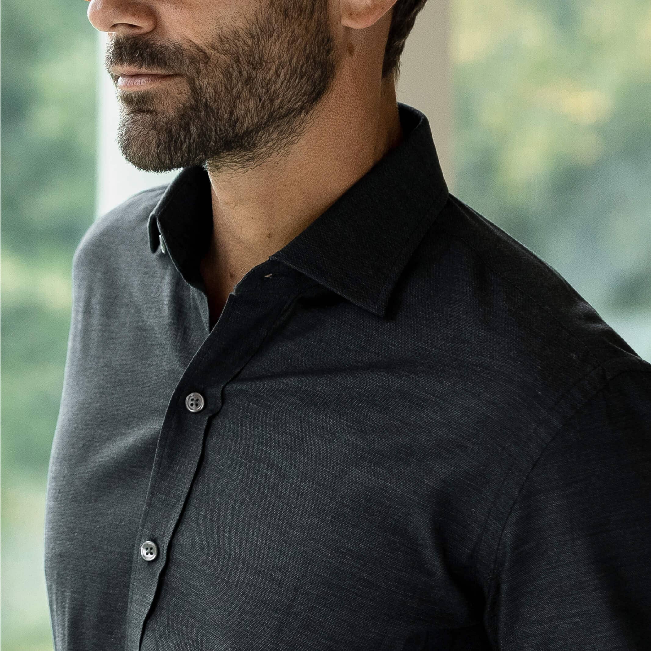 The Charcoal Brompton Mouliné Custom Shirt Custom Dress Shirt- Ledbury