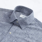 Navy blue Sandoval western shirt pointed yoke and collar detail - Ledbury custom western shirt construction