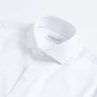 White tuxedo shirt collar detail - removable band non-iron formal shirt
