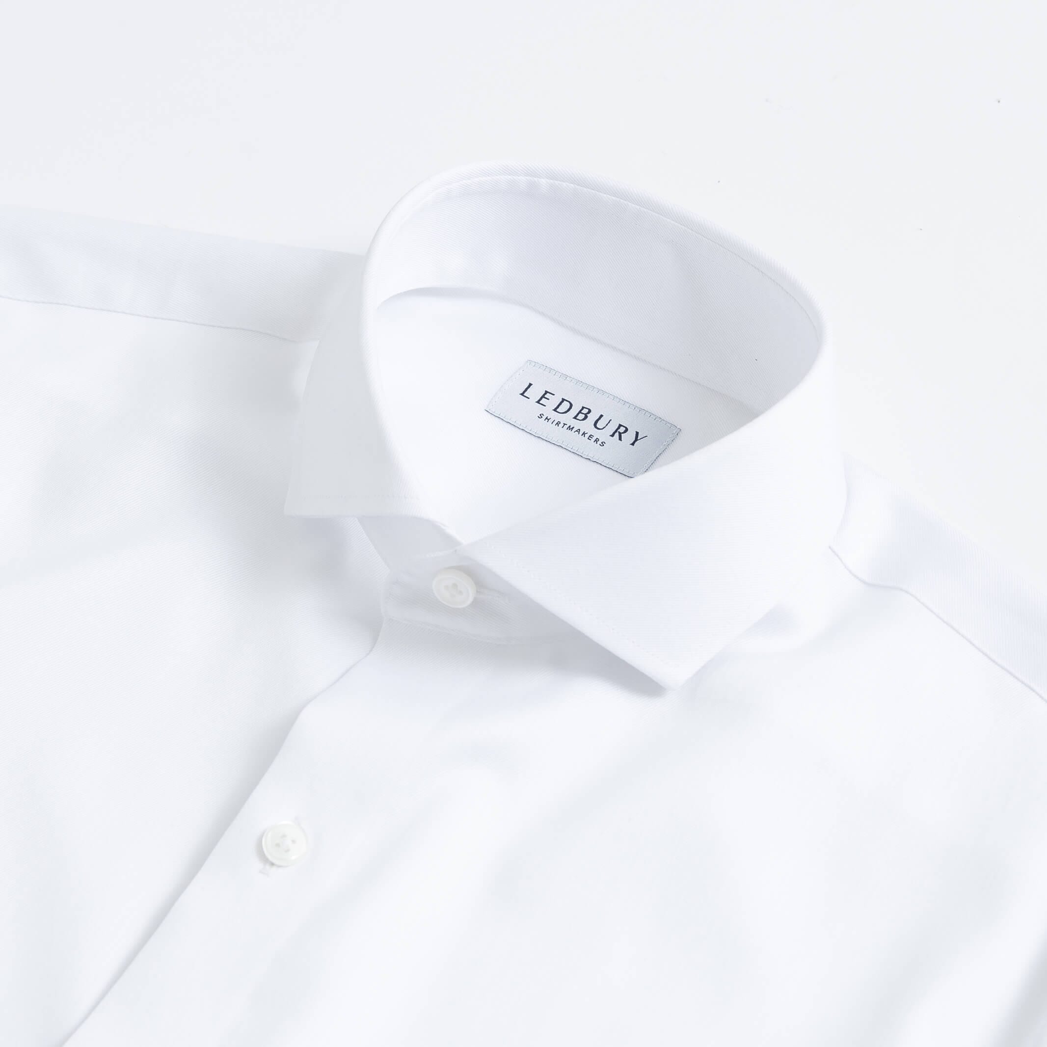 White tuxedo shirt collar detail - removable band non-iron formal shirt