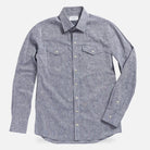 Navy blue Sandoval western shirt with pearl snaps overhead view - Ledbury custom western casual shirt
