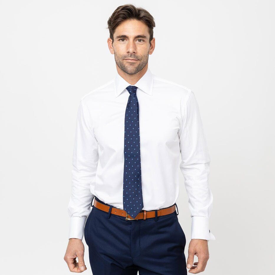The White Fine Twill French Cuff Dress Shirt Dress Shirt- Ledbury