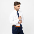 The White Fine Twill French Cuff Dress Shirt Dress Shirt- Ledbury
