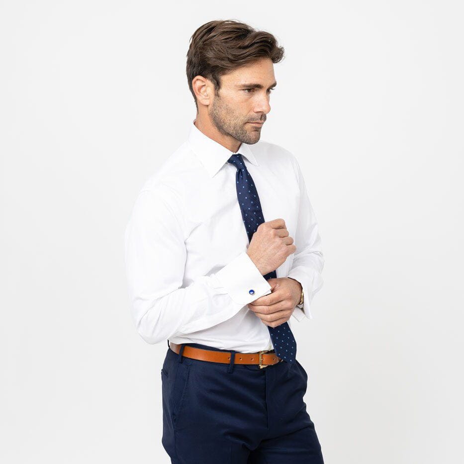 The White Fine Twill French Cuff Dress Shirt Dress Shirt- Ledbury