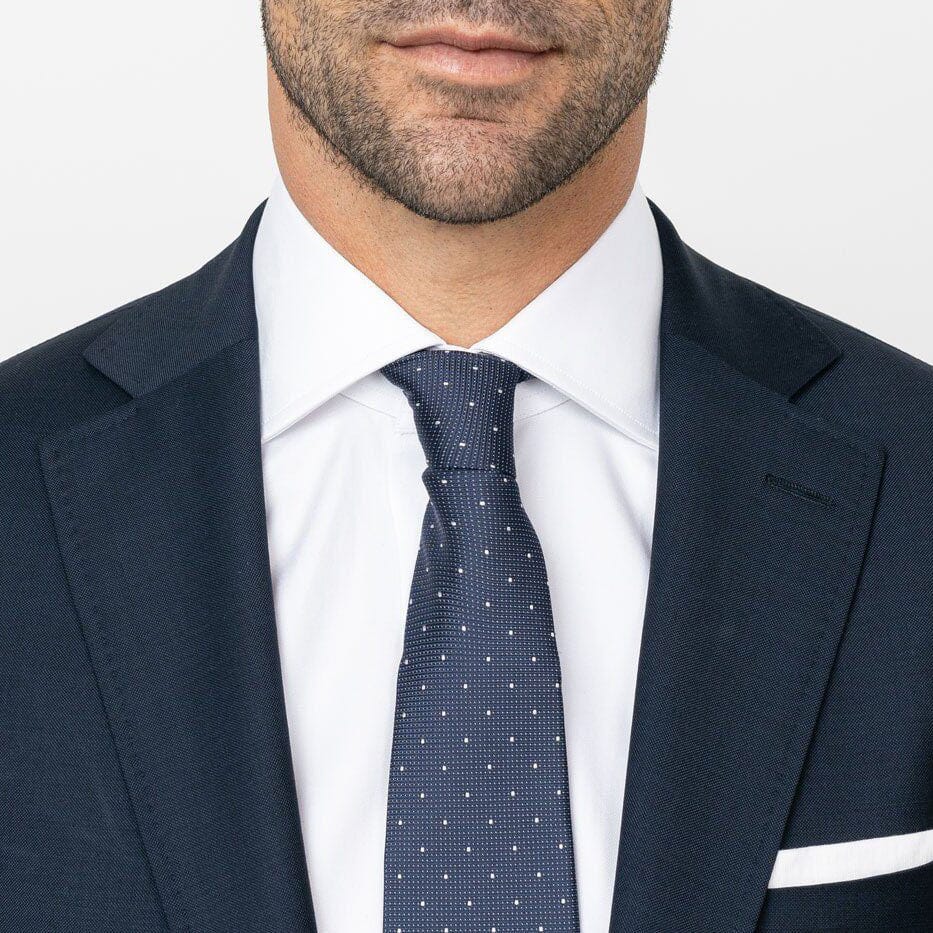 White King Fine Twill custom dress shirt on model - classic white fine twill shirting