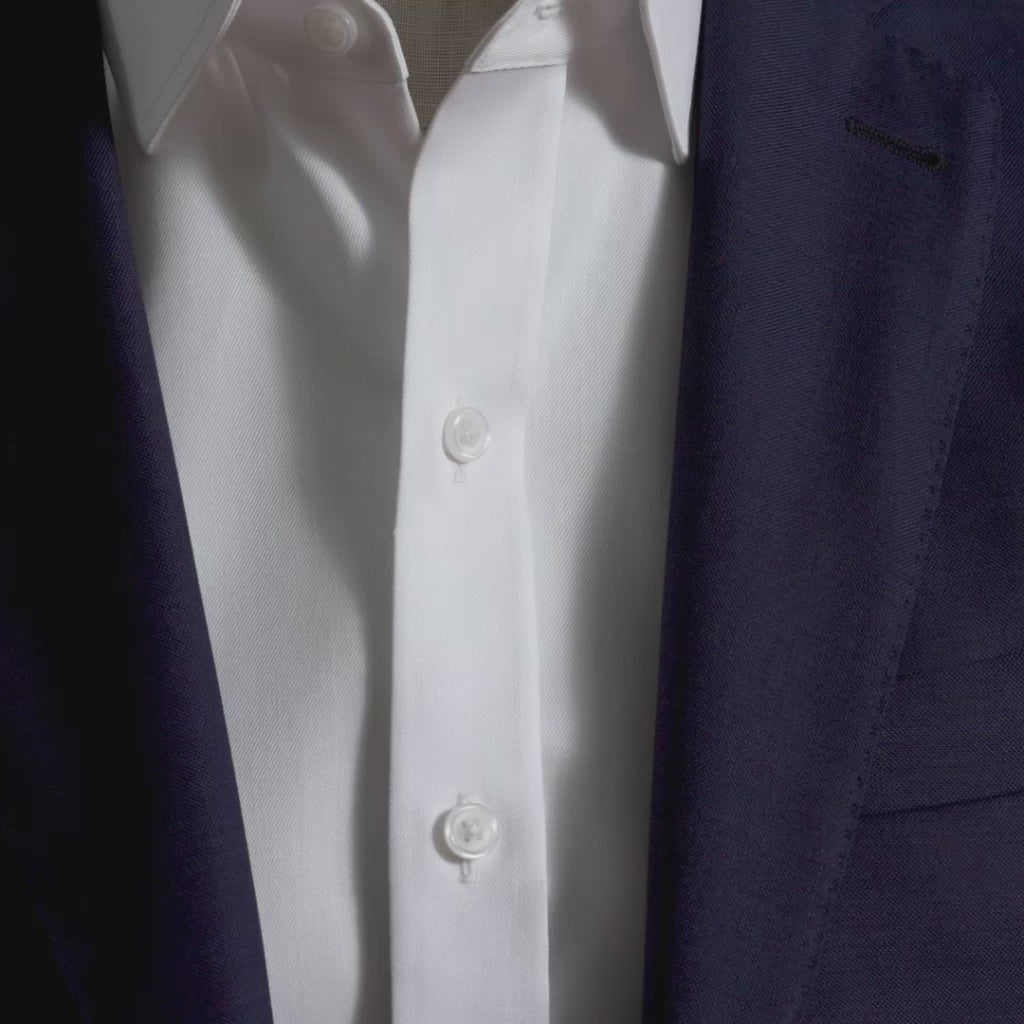 Sanders Non-iron white dress shirt - wrinkle-resistant fine twill fabric