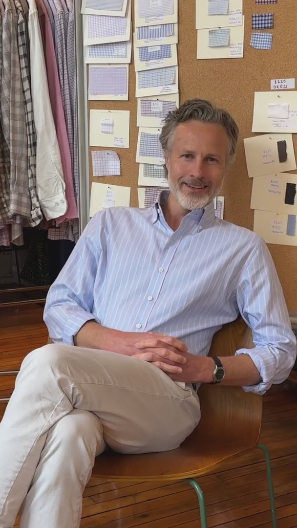 The Light Blue Brentford Oxford Stripe Custom Shirt Custom Casual Shirt- Ledbury