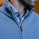 The Slate Blue Ashton Quarter-Zip Sweater Sweater- Ledbury