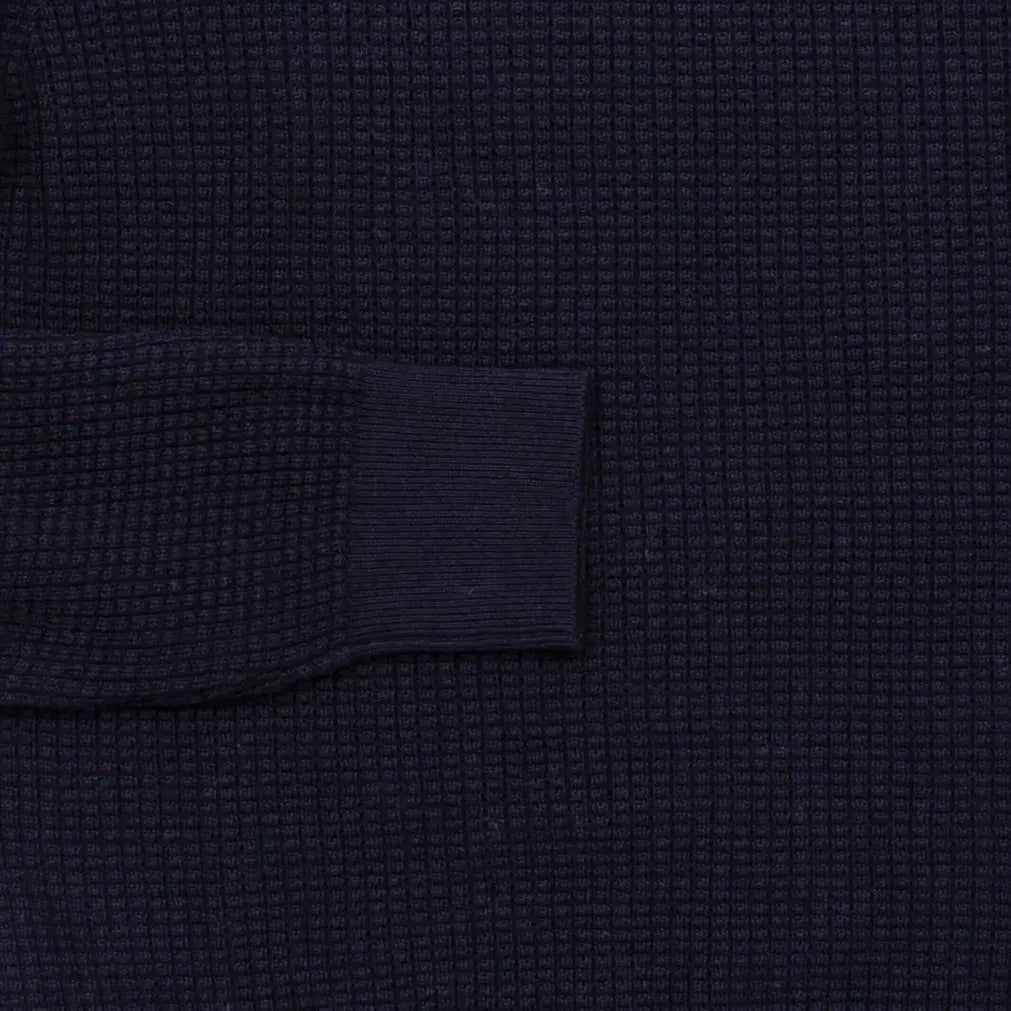 Navy Walden Thermal Crew Sweater – Sleeve Detail | Ledbury