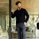 Navy Walden Thermal Crew Sweater – Model Wearing | Ledbury