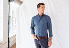 The Aegean Blue Delham Brushed Gingham Casual Shirt Casual Shirt- Ledbury