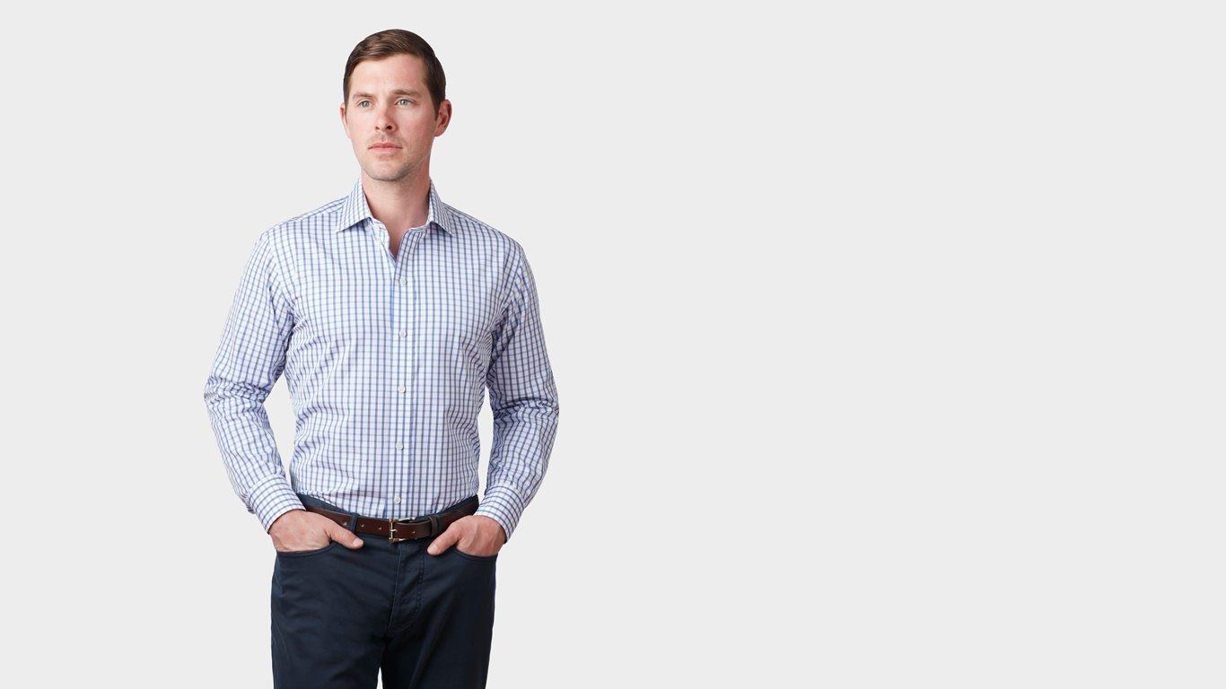 The Blue Urbana Box Check Dress Shirt Legacy Supercore- Ledbury