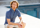 The 2019 Navy Short Sleeve Windham Print Casual Shirt Short Sleeve- Ledbury
