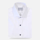 The White Adler Fine Twill with Navy Buttons Custom Shirt Custom Dress Shirt- Ledbury