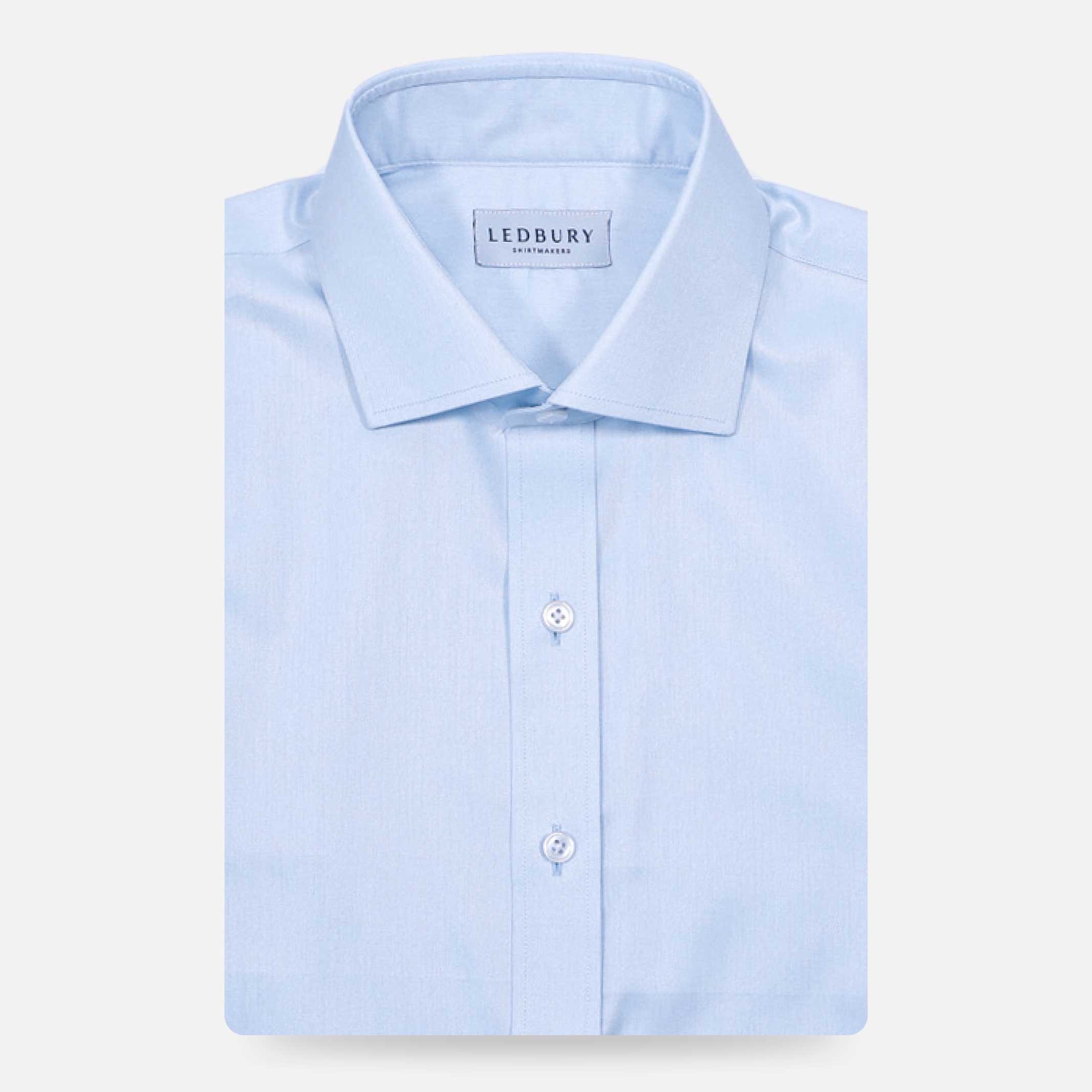 The Light Blue Adler Fine Twill Custom Shirt Custom Dress Shirt- Ledbury