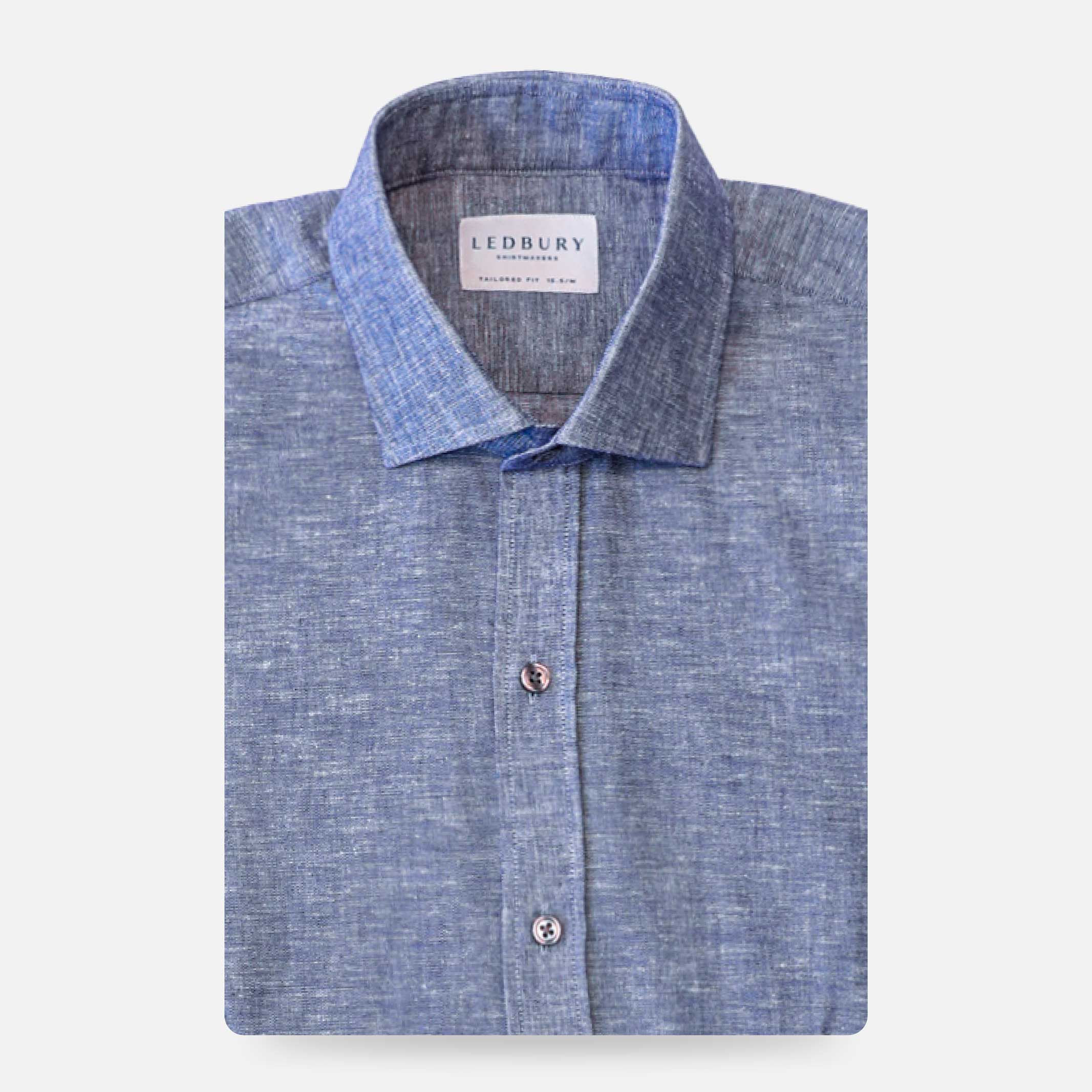 The Navy Barton Chambray Dress Shirt Dress Shirt- Ledbury