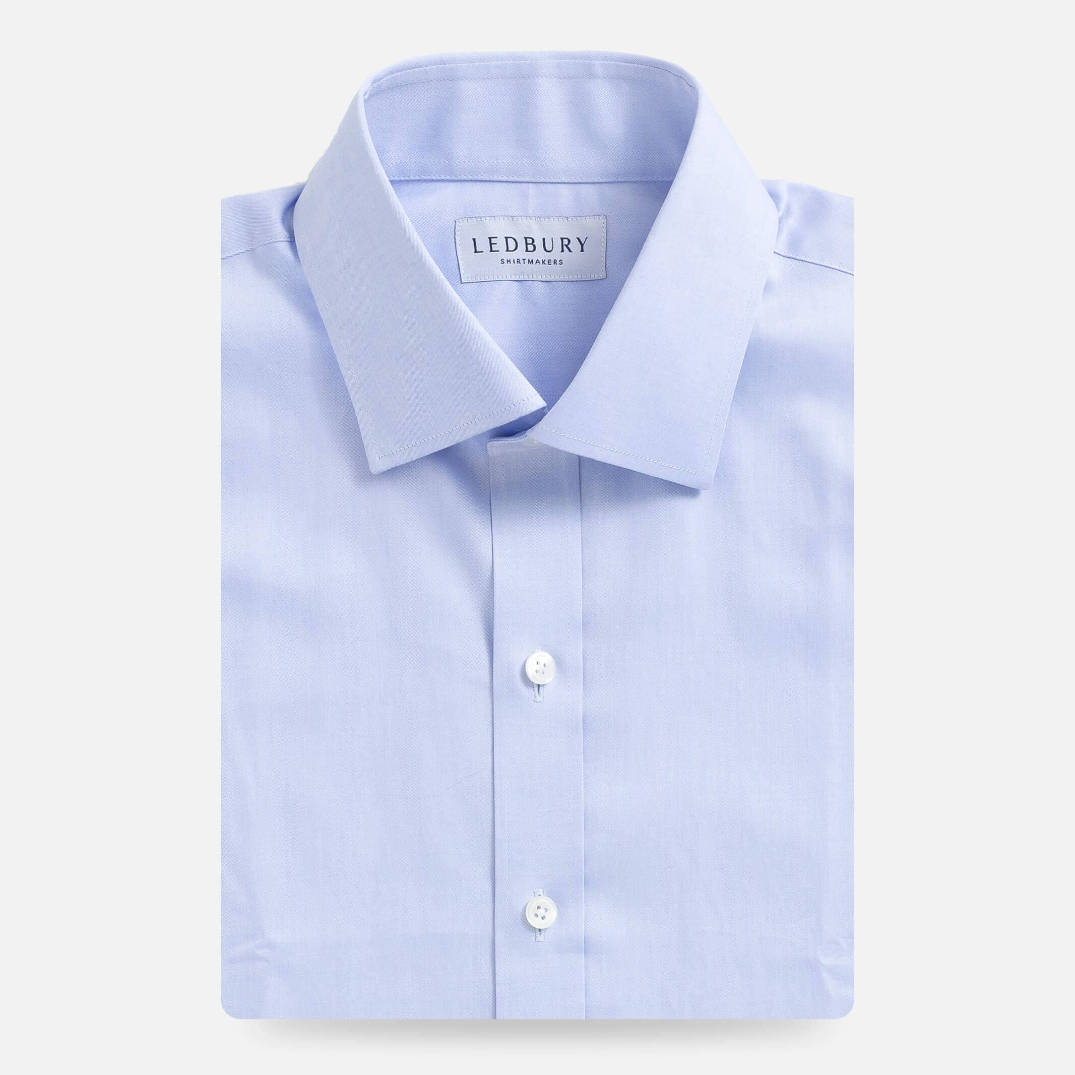 Blue dress shirt flat lay - lightweight fine twill custom fit