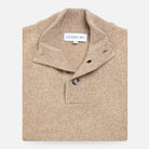 Camel Heather Brewer Mock Neck Sweater laid flat