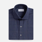 The Navy Heather Cardwell Cashmere Windowpane Custom Shirt Custom Casual Shirt- Ledbury