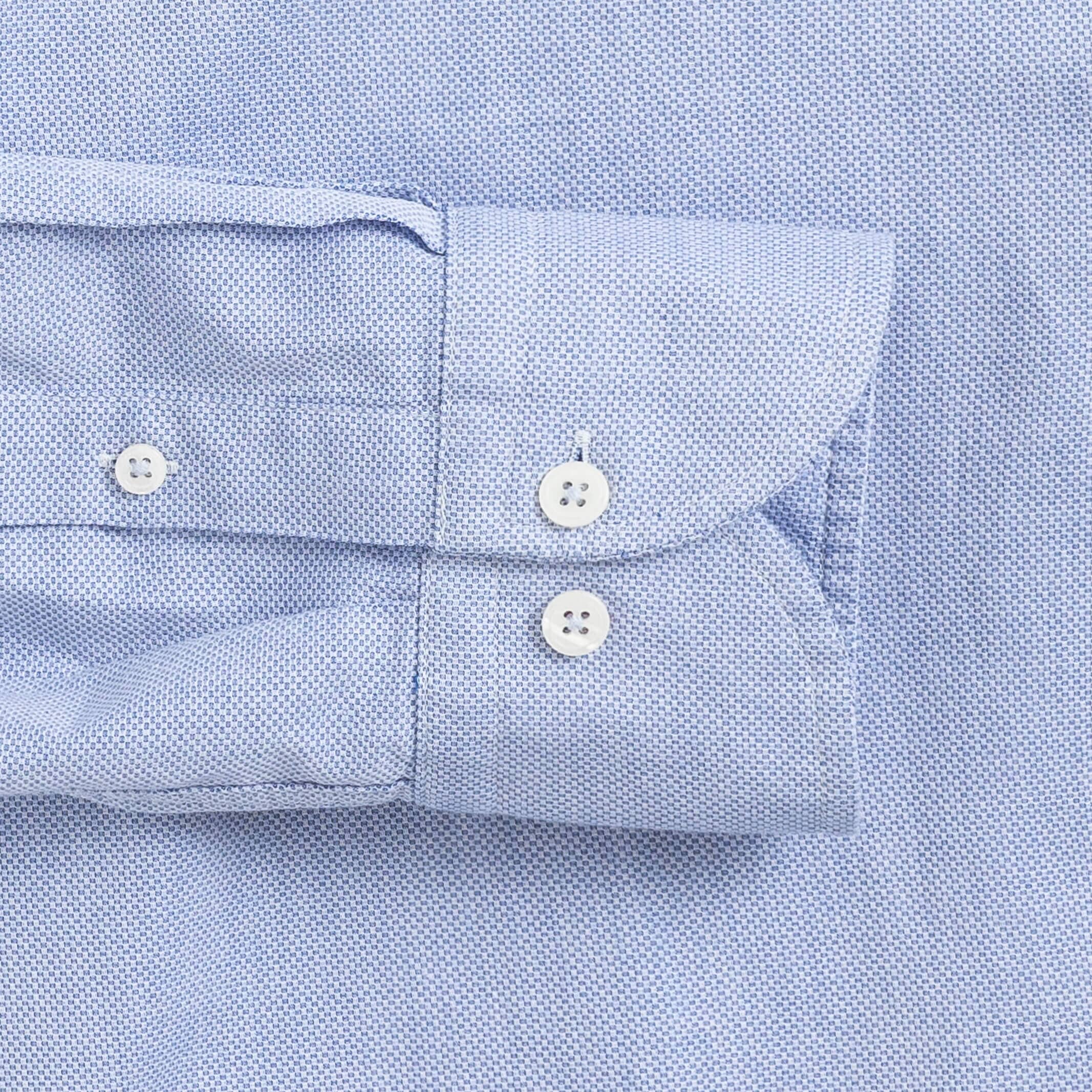 Soft dress shirt cuff and button detail - blue Caven dobby