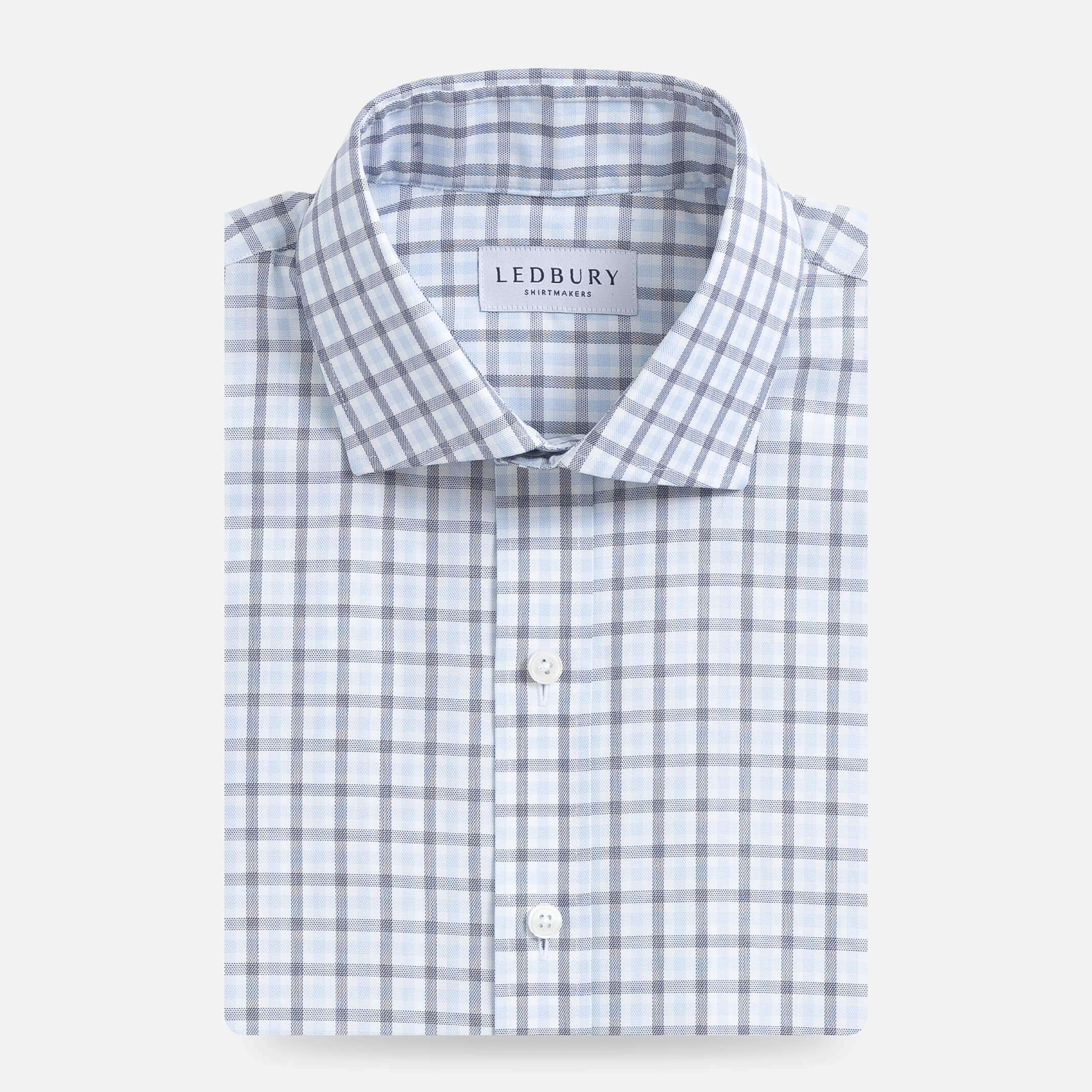 The Light Blue Huxley Tattersall Custom Shirt Custom Dress Shirt- Ledbury