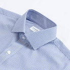 Navy dress shirt collar with gingham check - Kent micro-twill detail