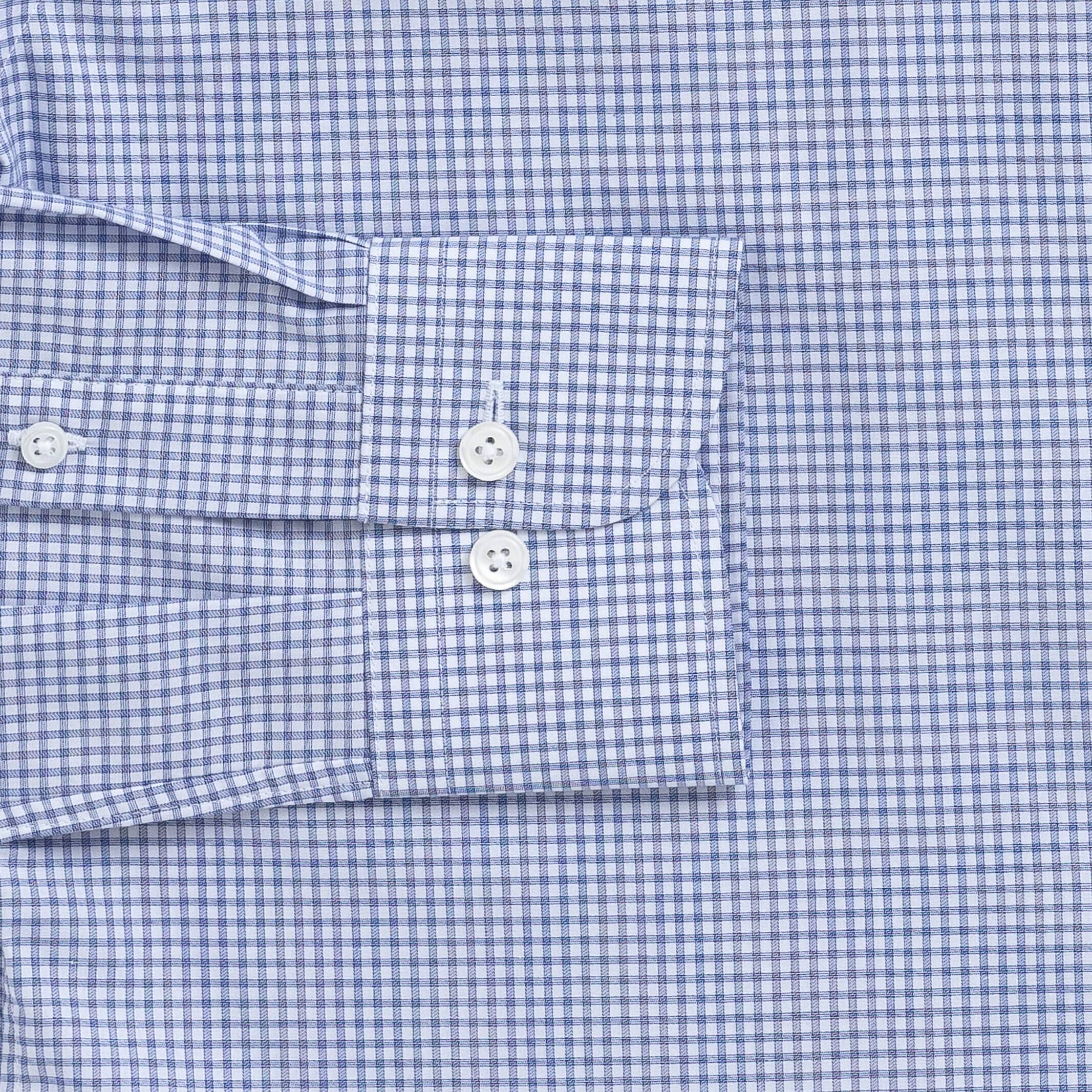 Gingham check shirt sleeve and cuff - navy Kent micro-twill