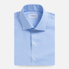Light blue micro gingham dress shirt flat lay - Kent micro-twill custom fit