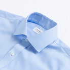 Light blue dress shirt collar with micro gingham - Kent micro-twill detail