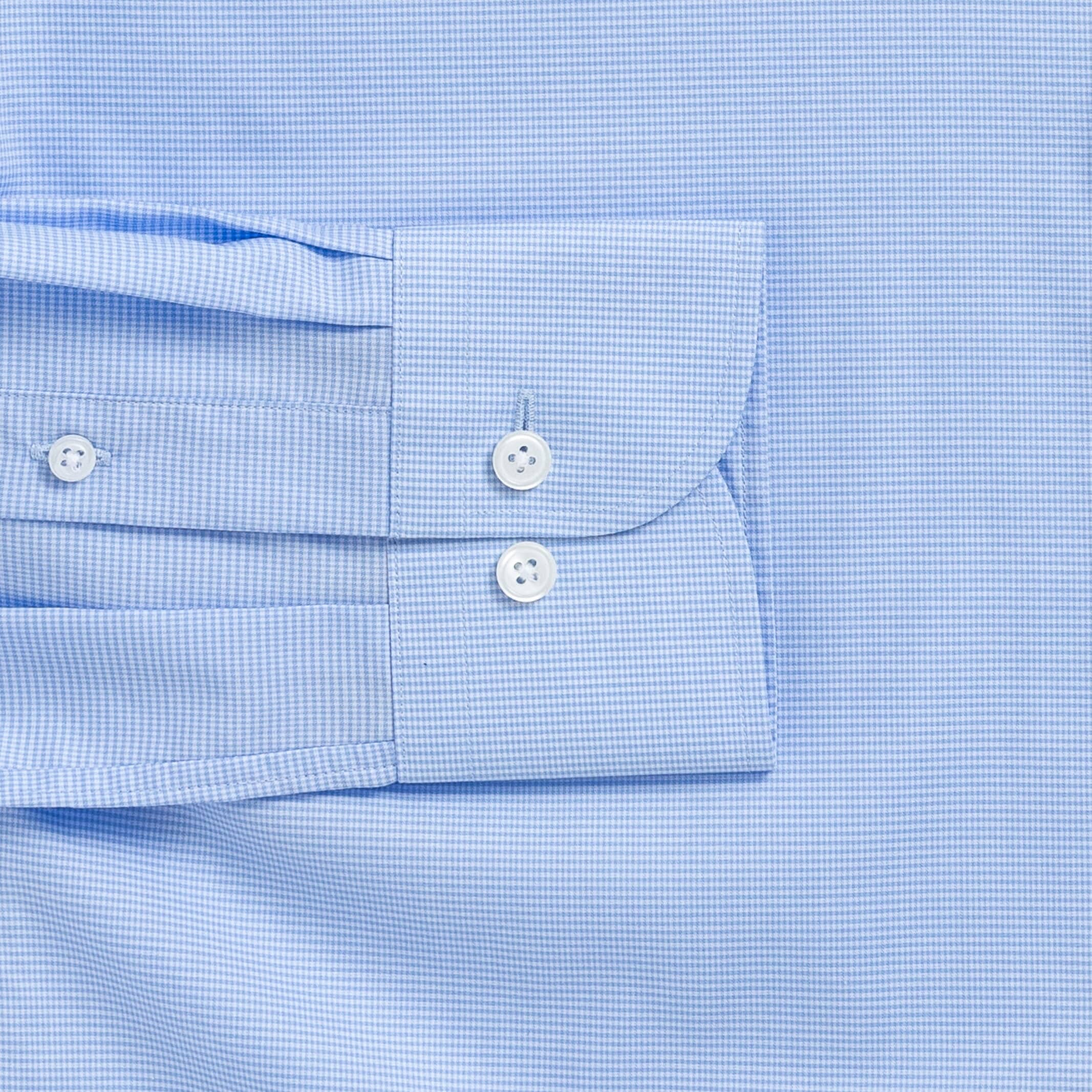 Micro gingham shirt sleeve and cuff - light blue Kent micro-twill