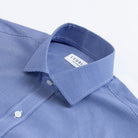 Deep blue dress shirt collar with micro gingham - Kent micro-twill detail